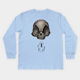 Spider on a Skull Hanging Out Kids Long Sleeve T-Shirt